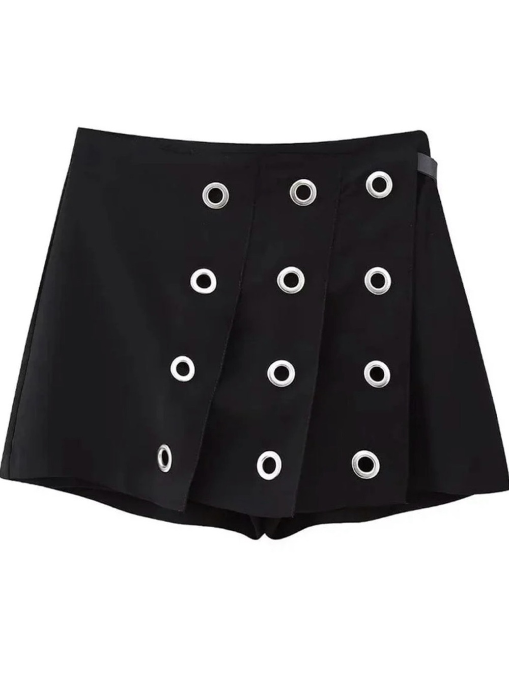 Zara Black Skort with Silver Eyelet Detail